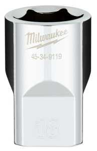Milwaukee 45-34-9119 Socket, 18 mm Socket, Standard Socket, 1/2 in Drive, 6 -Point, Chrome Vanadium Steel, Chrome