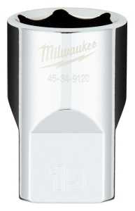 Milwaukee 45-34-9120 Socket, 19 mm Socket, Standard Socket, 1/2 in Drive, 6 -Point, Chrome Vanadium Steel, Chrome