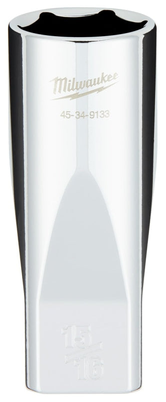 Milwaukee 45-34-9133 Socket, 15/16 in Socket, Deep Socket, 1-1/4 in OAL, 1/2 in Drive, 6 -Point, Chrome Vanadium Steel