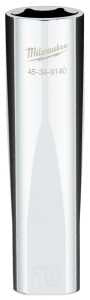 Milwaukee 45-34-9140 Socket, 16 mm Socket, Deep Socket, 0.85 in OAL, 1/2 in Drive, 6 -Point, Chrome Vanadium Steel