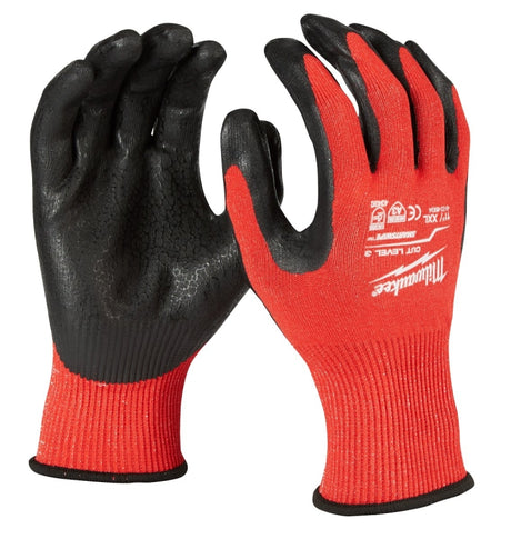 Milwaukee 48228934-2XL Cut Level 3 Gloves, Men's, 2XL, 8.01 to 8.21 in L, Elasticated Knit Cuff, Nitrile Coating