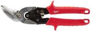 Milwaukee 48-22-4542 Aviation Snip, 9-7/8 in OAL, 5 in L Cut, Left Cut, Steel Blade, Comfort-Grip Handle, Red Handle