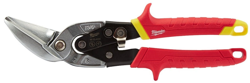 Milwaukee 48-22-4562 Aviation Snip, 10 in OAL, 5 in L Cut, Straight Cut, Steel Blade, Ergonomic Handle, Red Handle
