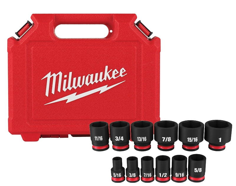 Milwaukee 49-66-7005 SHOCKWAVE Impact Duty Series Standard Socket Set, Steel, Black, Includes: (1) Storage Case