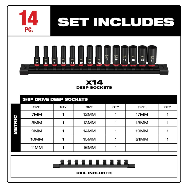 SOCKET SET 6POINT MET DP 3/8IN