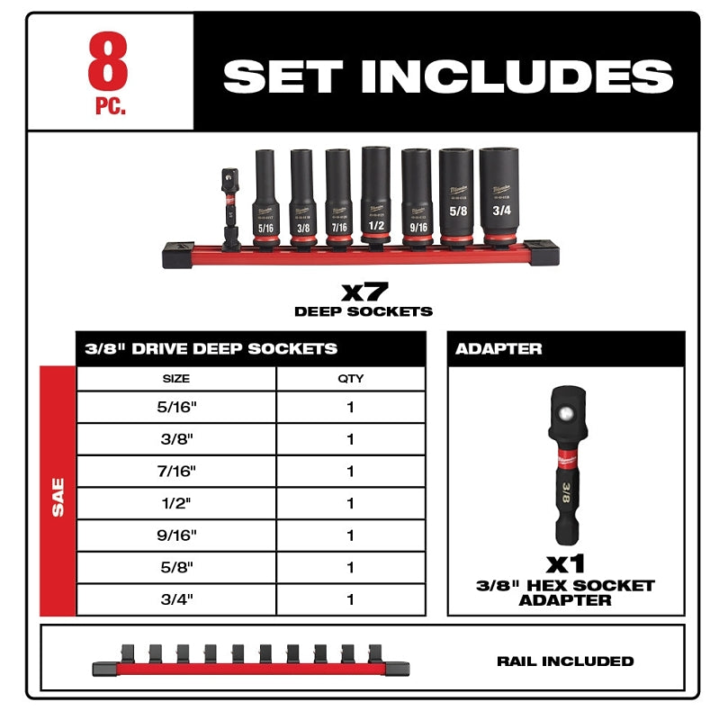 SOCKET SET 6POINT SAE DP 3/8IN