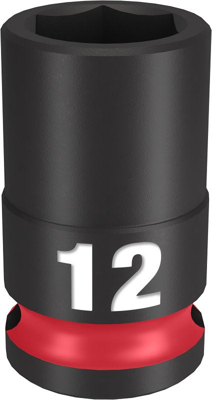 Milwaukee SHOCKWAVE Impact Duty 49-66-6136 Shallow Impact Socket, 12 mm Socket, 3/8 in Drive, Square Drive, 6-Point