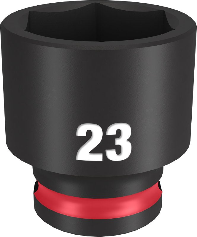 Milwaukee SHOCKWAVE Impact Duty 49-66-6146 Shallow Impact Socket, 23 mm Socket, 3/8 in Drive, Square Drive, 6-Point