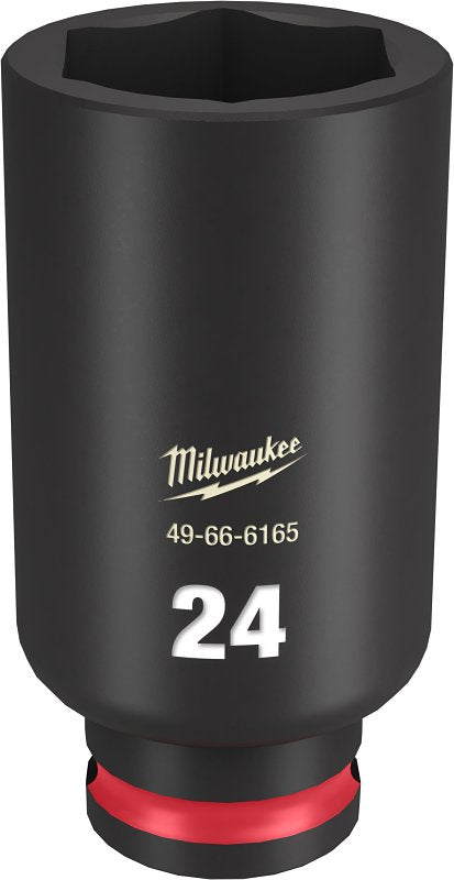 Milwaukee SHOCKWAVE Impact Duty 49-66-6165 Deep Impact Socket, 24 mm Socket, 3/8 in Drive, Square Drive, 6-Point