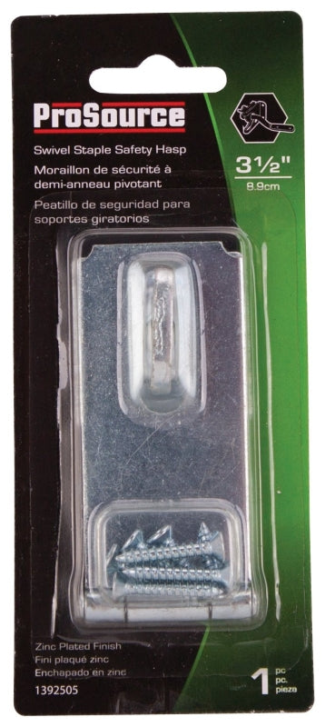 ProSource LR-125-BC3L-PS Safety Hasp, 3-1/2 in L, 3-1/2 in W, Steel, Zinc, 3/8 in Dia Shackle, Swivel Staple