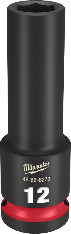 Milwaukee SHOCKWAVE Impact Duty 49-66-6273 Deep Impact Socket, 12 mm Socket, 1/2 in Drive, Square Drive, 6-Point