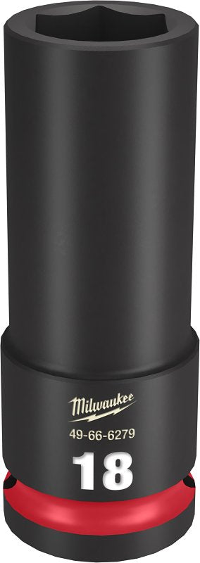 Milwaukee SHOCKWAVE Impact Duty 49-66-6279 Deep Impact Socket, 18 mm Socket, 1/2 in Drive, Square Drive, 6-Point