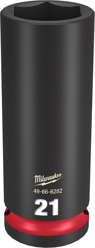 Milwaukee SHOCKWAVE Impact Duty 49-66-6282 Deep Impact Socket, 21 mm Socket, 1/2 in Drive, Square Drive, 6-Point