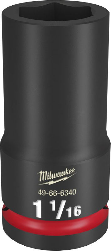 Milwaukee SHOCKWAVE Impact Duty 49-66-6340 Deep Impact Socket, 1-1/16 in Socket, 3/4 in Drive, Square Drive, 6-Point