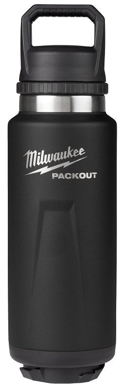 Milwaukee PACKOUT Series 48-22-8397B Insulated Bottle, 36 oz, Stainless Steel, Black