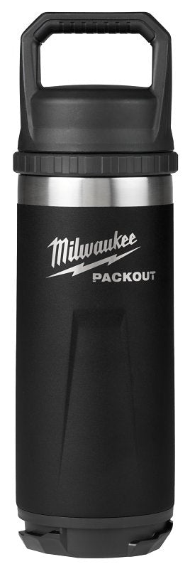Milwaukee PACKOUT Series 48-22-8382B Insulated Bottle, 18 oz, Stainless Steel, Black