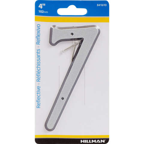 HILLMAN 4 in. Reflective Silver Plastic Nail-On Number 7 1 pc, Pack of 3