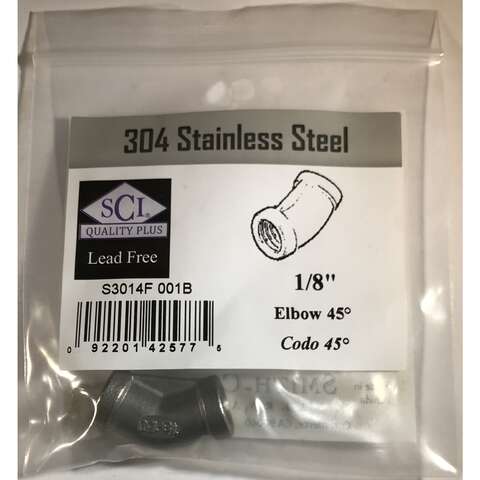 Smith-Cooper 1/8 in. FPT X 1/8 in. D FPT Stainless Steel 45 Degree Elbow