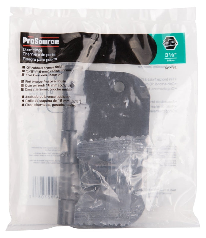 ProSource 20347ORX Door Hinge, Steel, Oil-Rubbed Bronze, Loose Pin, 180 deg Range of Motion, Screw Mounting