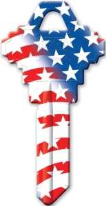 Hy-Ko 16010SC1FLAG Key Blank, Flag, Solid Brass, Painted, Pack of 10