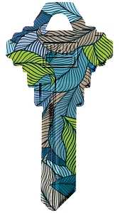 Hy-Ko 16010SC1-39 Key Blank, Blue/Tan Leaves, Brass, For: Schlage SC1 Keyways, SC1 Key Number, Pack of 10