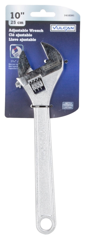 Vulcan WC917-07 Adjustable Wrench, 10 in OAL, Steel, Chrome