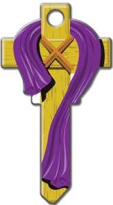 Lucky Line Key Shapes Series B124K Key Blank, Cross, Brass, Enamel-Coated, For: Kwikset Locks, Pack of 5