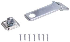 ProSource BH-707ZP3L-PS Safety Hasp, 4-1/2 in L, 4-1/2 in W, Steel, Zinc, 3/8 in Dia Shackle, Swivel Staple