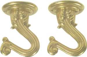Westinghouse 7045000 Swag Hook, 1-1/2 in L, 1-1/4 in W, 1.06 in H, Metal, Polished Brass