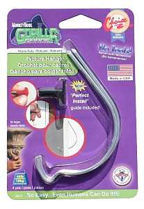 Monkey Hook TMH-222 Picture Hanger, 40 lb, High Carbon Spring Steel, Galvanized Zinc, Silver, Pack of 12