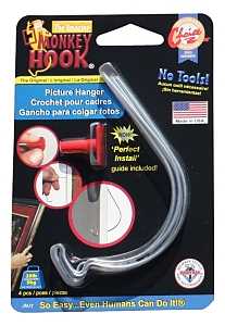 Monkey Hook Original Series TMH-345 Picture Hanger, 20 lb, High Carbon Spring Steel, Galvanized Zinc, Silver, Pack of 12