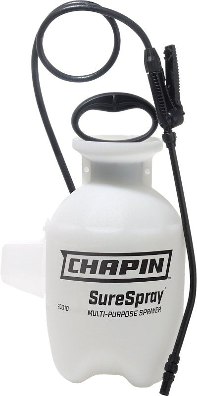 Chapin 20010 Hand Sprayer, 1 gal, Poly Tank, 25 ft Spray Range, 34 in L Hose, Cone Nozzle, Translucent