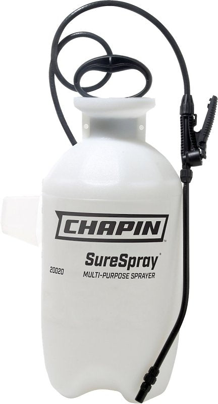 Chapin 20020 Hand Sprayer, 2 gal, Poly Tank, 25 ft Spray Range, 34 in L Hose, Cone Nozzle, Translucent