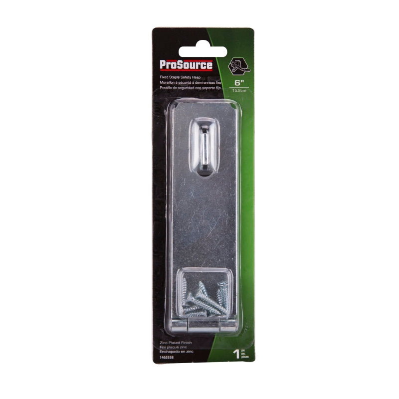 ProSource LR-128-BC3L-PS Safety Hasp, 6 in L, 6 in W, Steel, Zinc, 7/16 in Dia Shackle, Fixed Staple