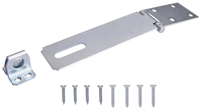 ProSource LR-128-BC3L-PS Safety Hasp, 6 in L, 6 in W, Steel, Zinc, 7/16 in Dia Shackle, Fixed Staple