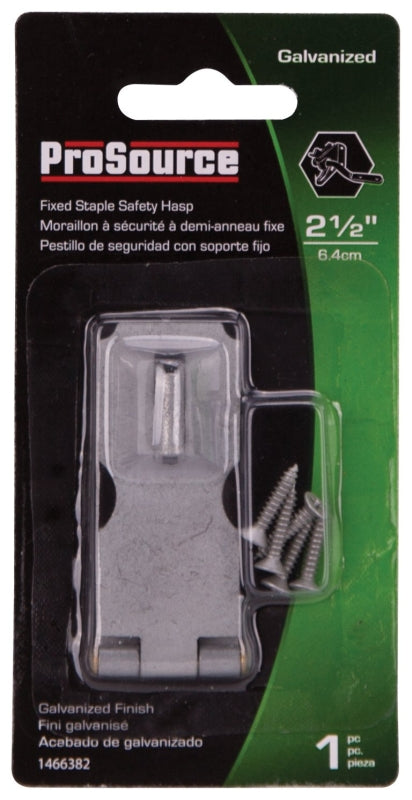 ProSource LR-130-BC3L-PS Safety Hasp, 2-1/2 in L, 2-1/2 in W, Steel, Galvanized, 9/32 Dia Shackle, Fixed Staple