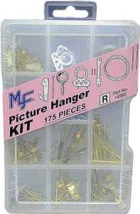 Midwest Fastener 14992 Picture Hanger Kit, Includes: (40) 1 in, (14) 2 in Brass Nails, (12) 10 lb Picture Hangers