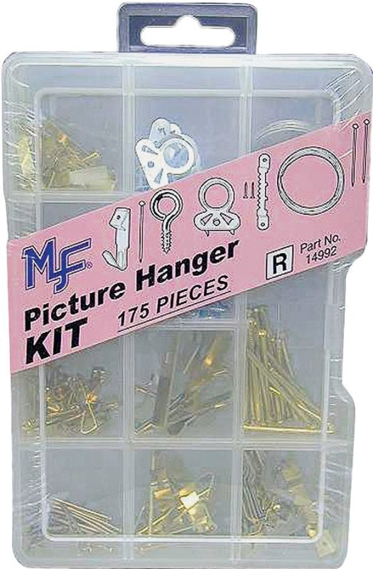 Midwest Fastener 14992 Picture Hanger Kit, Includes: (40) 1 in, (14) 2 in Brass Nails, (12) 10 lb Picture Hangers