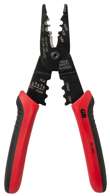Gardner Bender GS-3589 Cutter and Stripper, 3/8 in Wire, 3/8 in Cutting Capacity, 8 in OAL, Cushion-Grip Handle