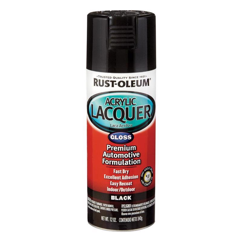 Rust-Oleum Automotive Lacquer Gloss Black Automotive Acrylic Lacquer Spray 12 oz, Pack of 6