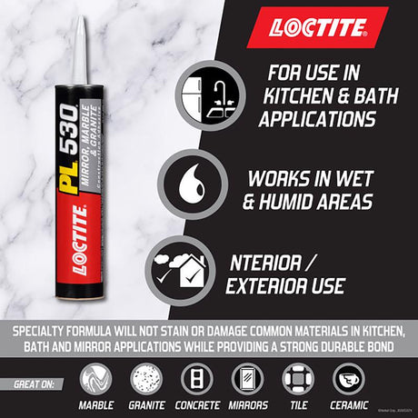 Loctite PL 530 Synthetic Rubber Construction Adhesive 10 oz, Pack of 12