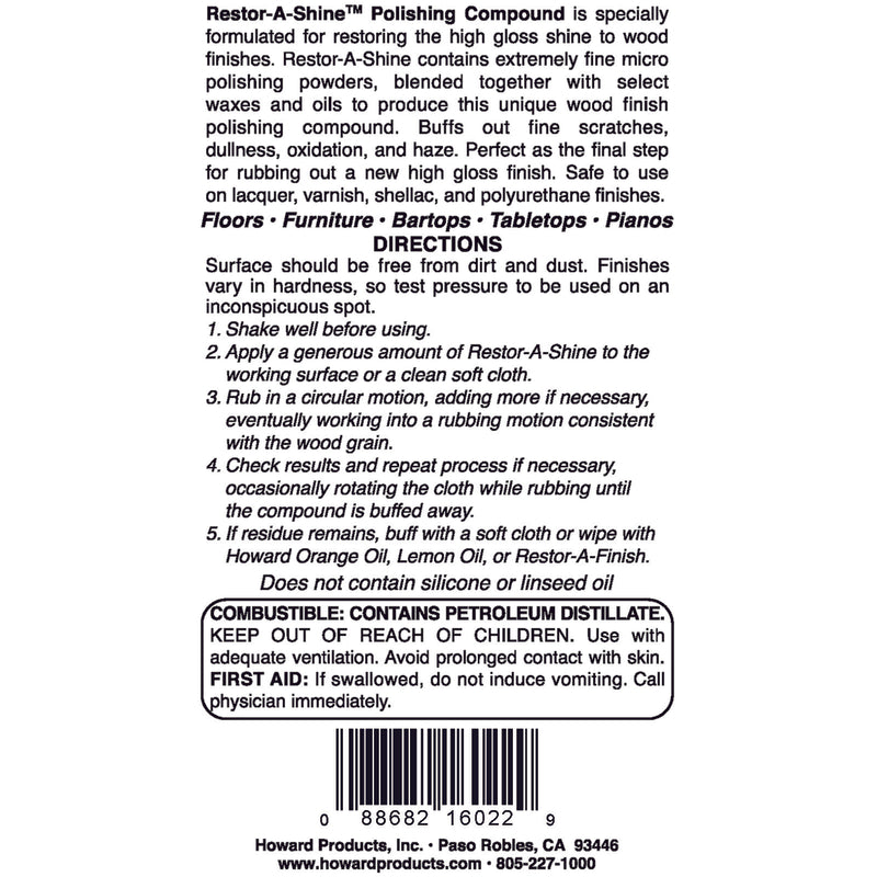 Howard Restor-A-Shine No Scent Polishing Compound 16 oz Cream