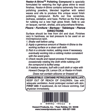 Howard Restor-A-Shine No Scent Polishing Compound 16 oz Cream