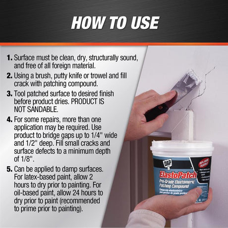 DAP ElastoPatch Ready to Use White Patching Compound 32 oz
