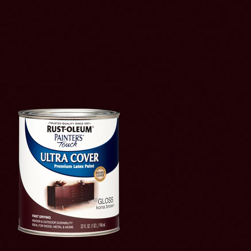 Rust-Oleum Painters Touch Gloss Kona Brown Ultra Cover Paint Exterior and Interior 1 qt, Pack of 2