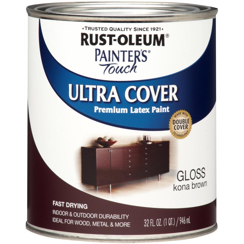 Rust-Oleum Painters Touch Gloss Kona Brown Ultra Cover Paint Exterior and Interior 1 qt, Pack of 2