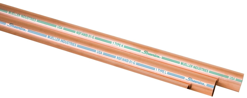 Streamline 01075 Copper Tubing, 1 in, 10 ft L, Type L