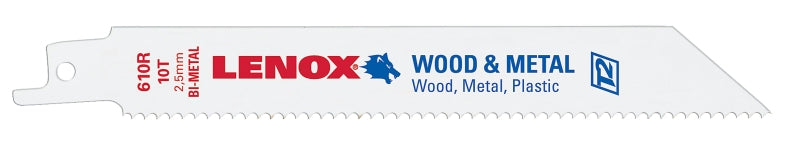 Lenox 22761OSB610R Series Reciprocating Saw Blade, Applicable Materials: Ferrous Metal, 3/4 in W, 6 in L, 10 TPI, 50/PK