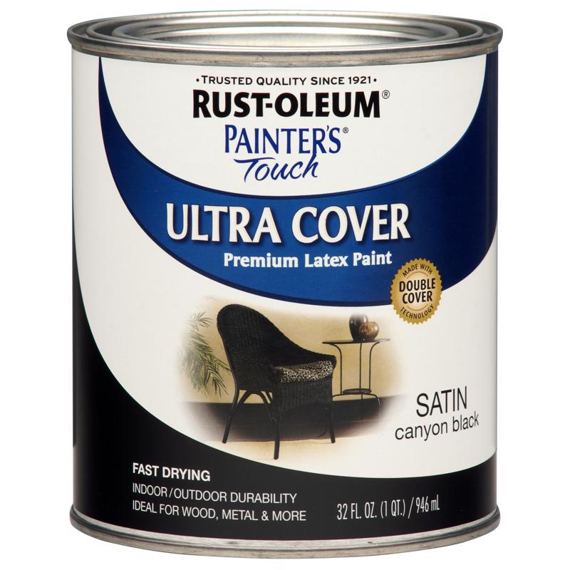 Rust-Oleum Painters Touch Satin Canyon Black Paint Exterior and Interior 1 qt, Pack of 2