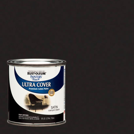 Rust-Oleum Ultra Cover Satin Canyon Black Paint Exterior and Interior 8 oz, Pack of 6
